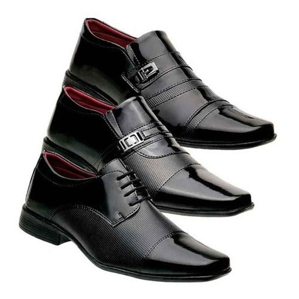 3 Pares Sapato Social Masculino Elegante Confortavel