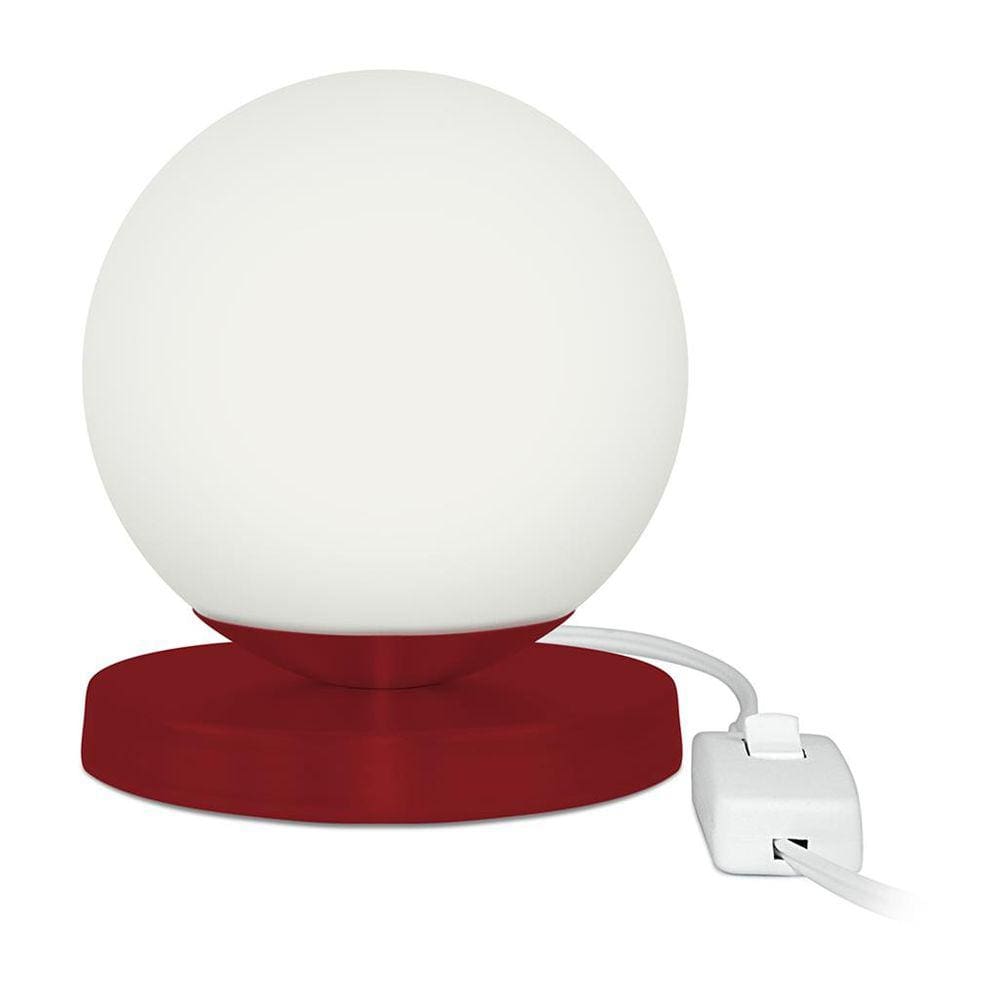 Luminária Abajur de mesa Globo Orby Vermelho Base Redonda