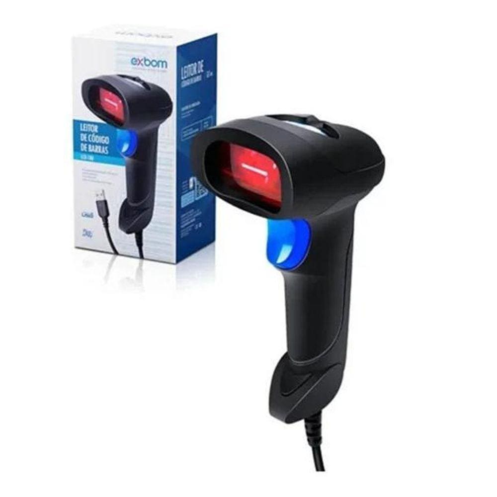 Leitor Laser Para Código De Barra Com Fio Exbom Lcb-180