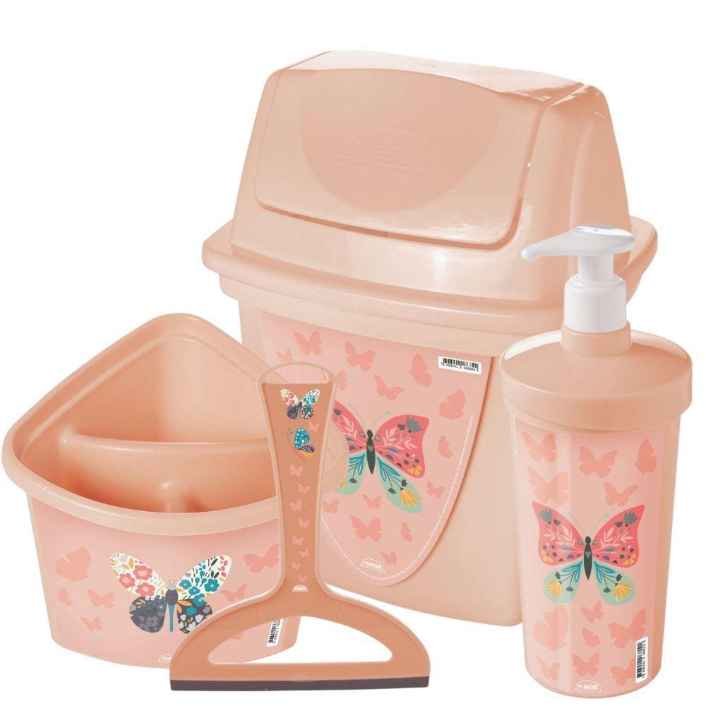 Kit de pia para cozinha rosa borboletas Plasutil