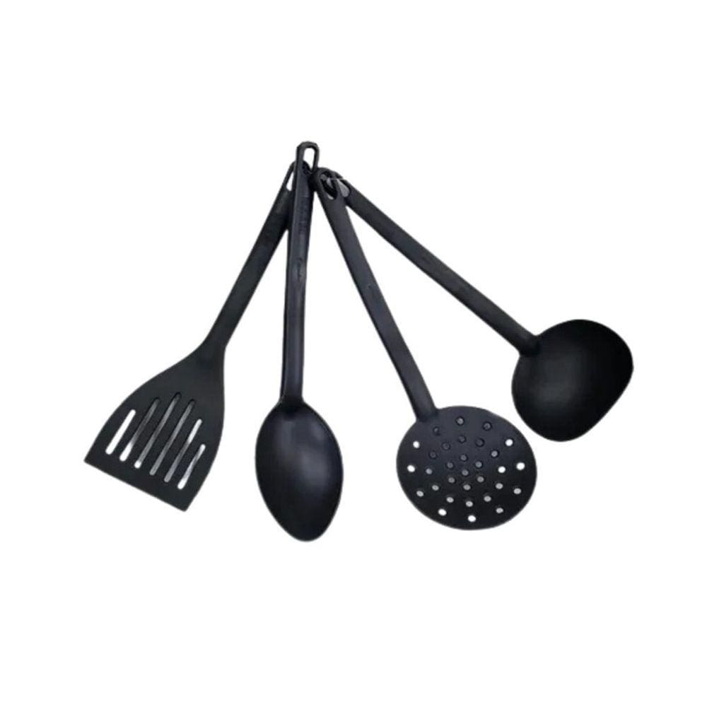 Jogo De Utensílios De Cozinha Em Nylon Kit 4 Peças Preto