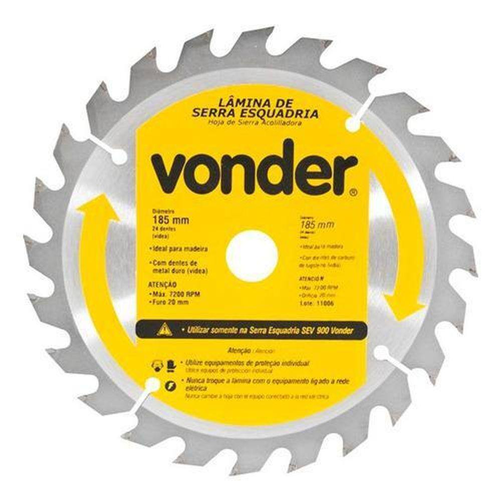 Lâmina Serra Meia Esquadria Vonder 7.1/4 Para Madeira 185Mm