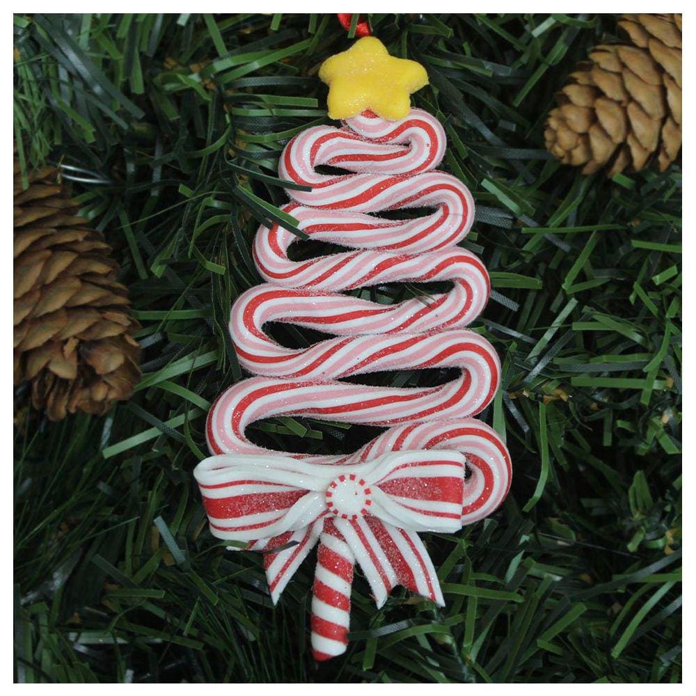 Kit 8 Enfeite Pendente Para Árvore De Natal Pinheirinho Rosa 13,5cm