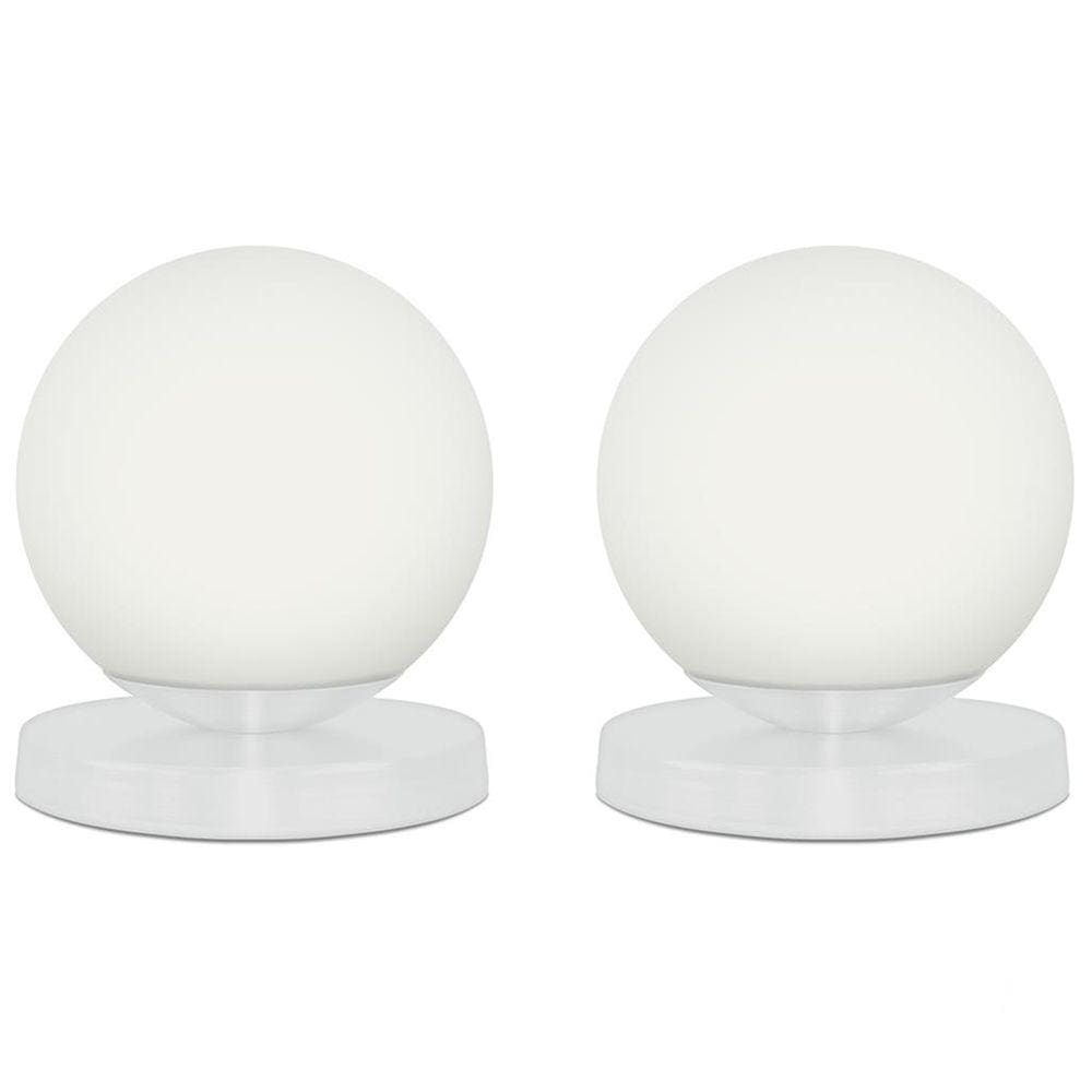 Kit 2 Luminárias de mesa Globo Orby Branco Base Redonda