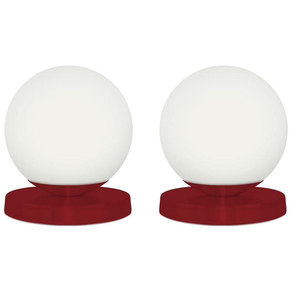 Kit 2 Luminárias de mesa Globo Orby Vermelho Base Redonda