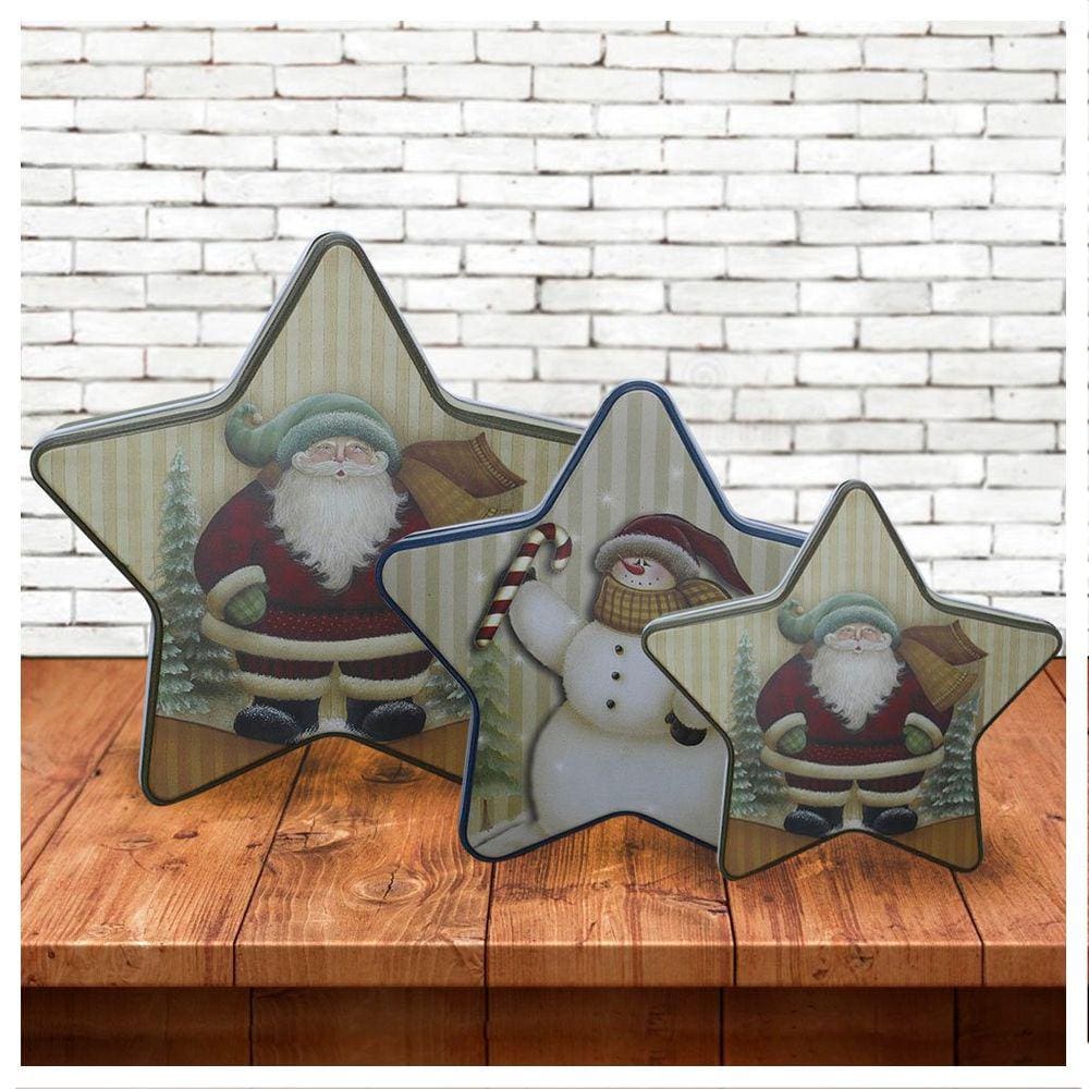 Conjunto De Latas Natalinas Papai Noel Para Doces Chocolates