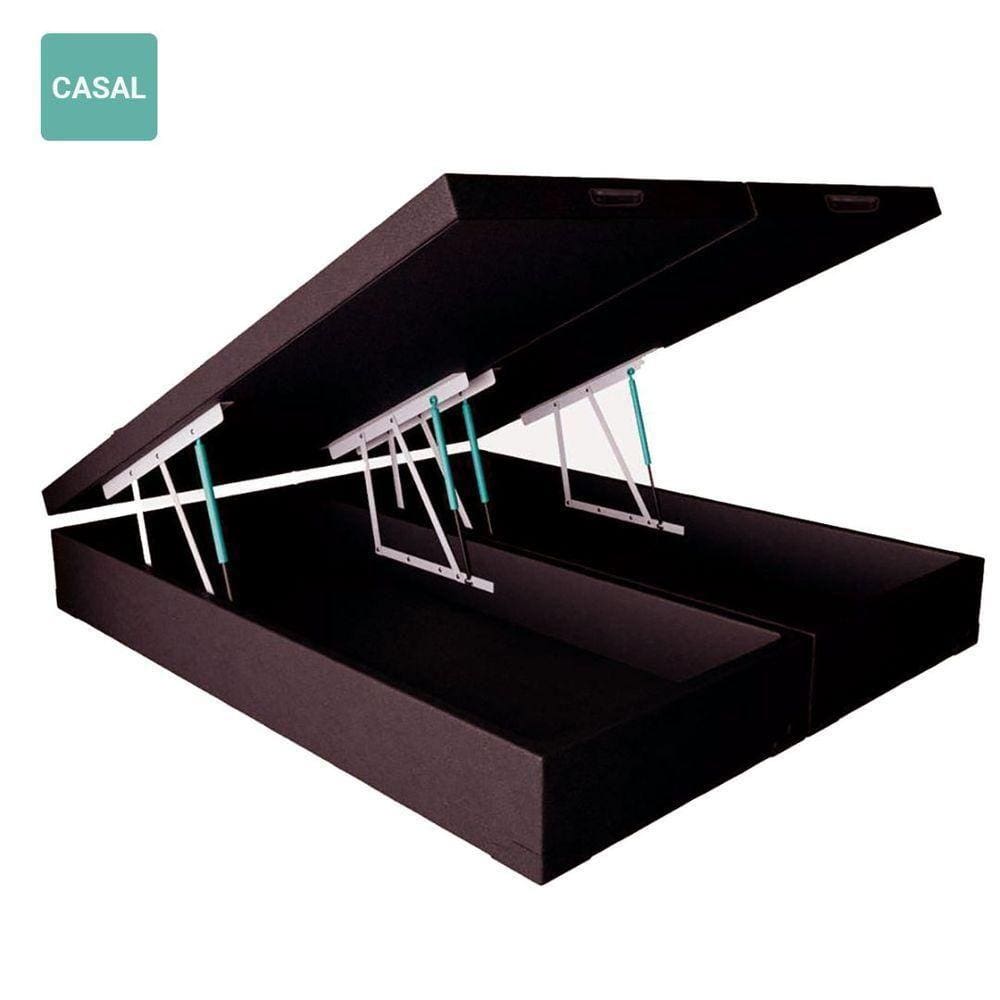 Cama Box Baú Casal Bipartida Sintético Marrom 38X138X188