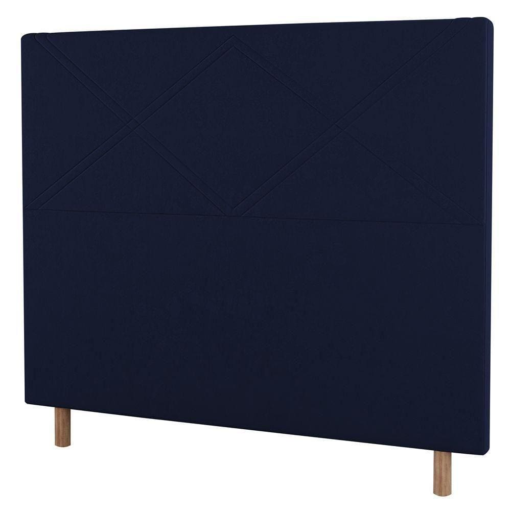 Cabeceira Cama Box Casal King 195cm Veludo Azul Marinho
