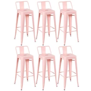 Kit 6 Banquetas Altas Com Encosto 76 Cm Rosa Antigo