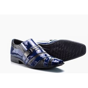 Sapato Social Masculino Amsterdã Azul e Preto Vogado Shoes