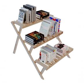 Porta Livros De Madeira Pinus Design Piramide Escada
