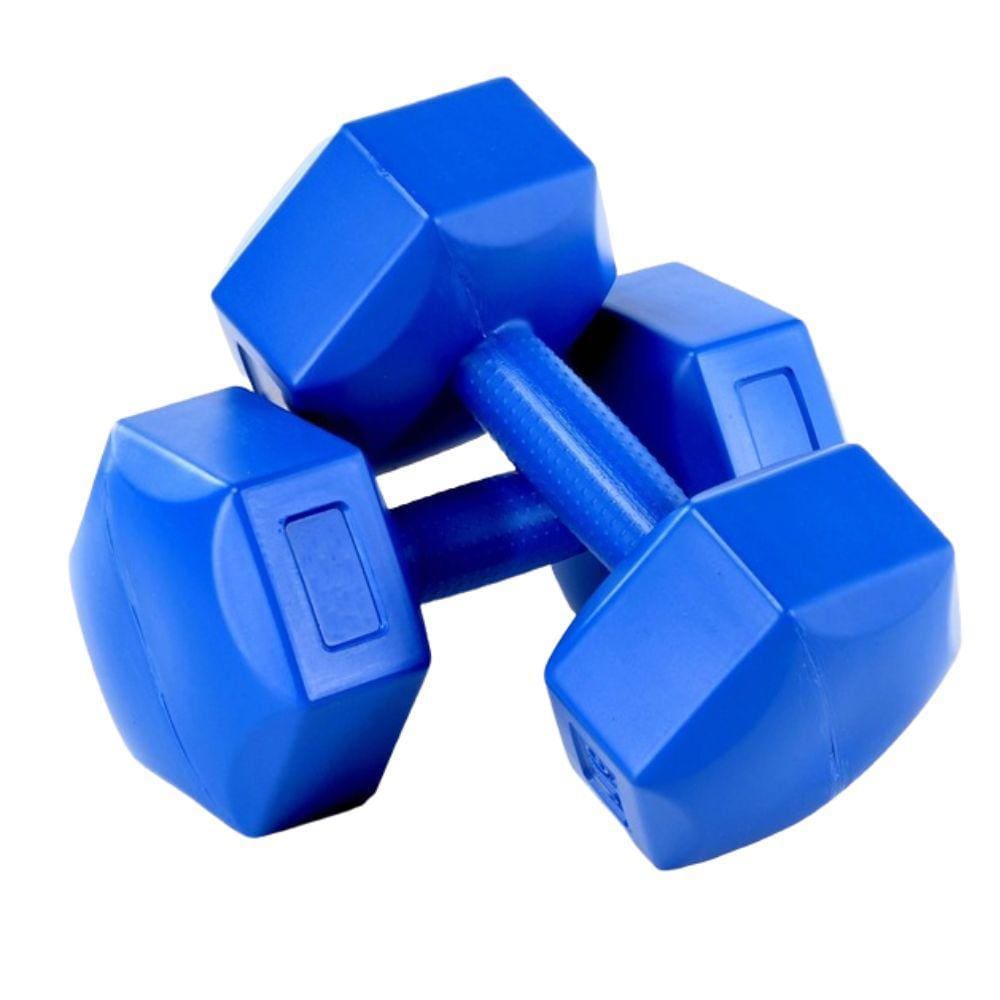 Par de Halteres Dumbbel Cement Sextavado Bonafit 5kg Azul