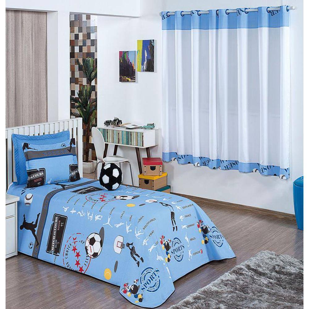 Kit Cobre Leito Infantil Solteiro Menina Estampado Coruja + Cortina + Jogo  De Cama