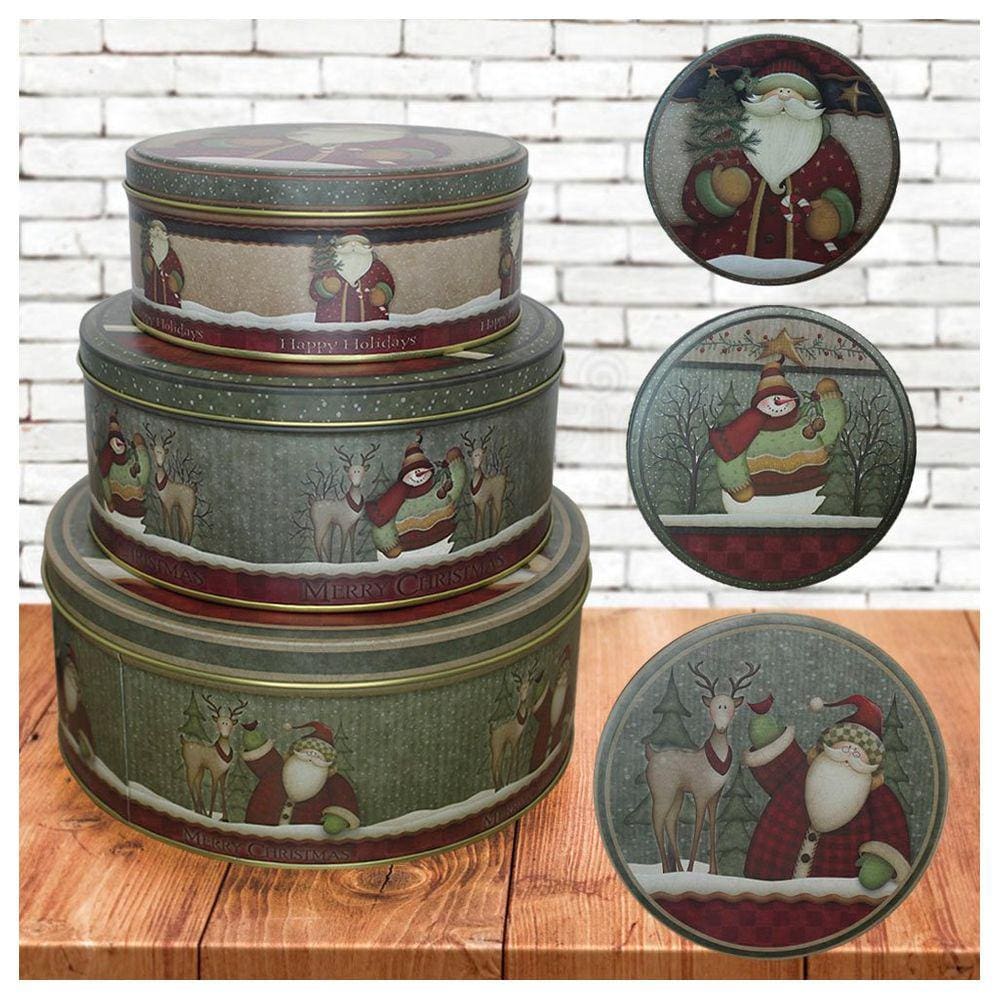 Conjunto De Latas Natalinas Papai Noel Para Doces Chocolates