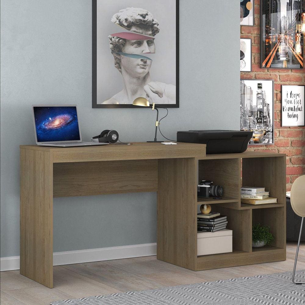 Escrivaninha Multifuncional 2 em 1 com 4 Nichos HO-2904 Home Office Espresso Móveis Avelã TX