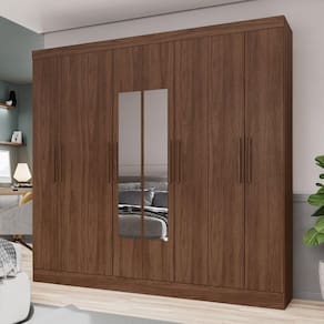 Guarda Roupa Casal com Espelho 8 Portas 4 Gavetas Remo Plus Espresso Móveis Castanho HP