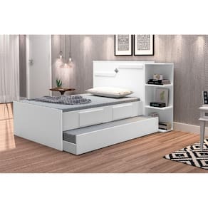 Bicama Baú Solteiro 2 Gavetas Iris J&A Móveis Branco