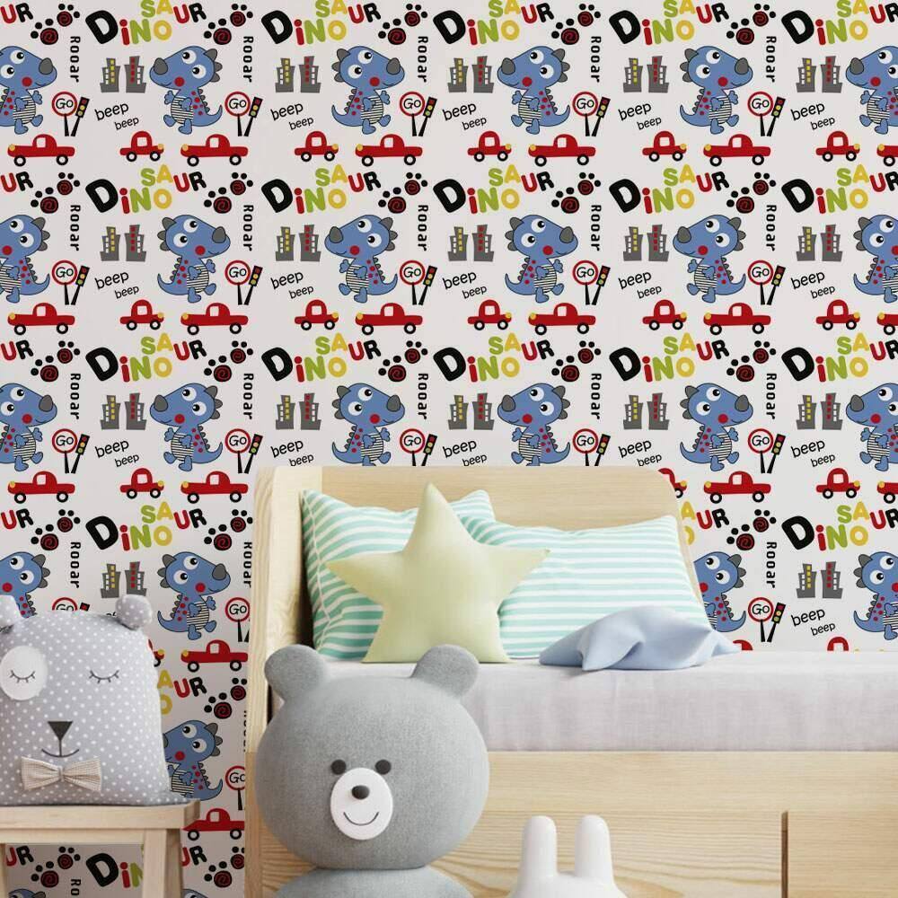 Papel De Parede Infantil Dinossauros Modelo 40-60X300Cm