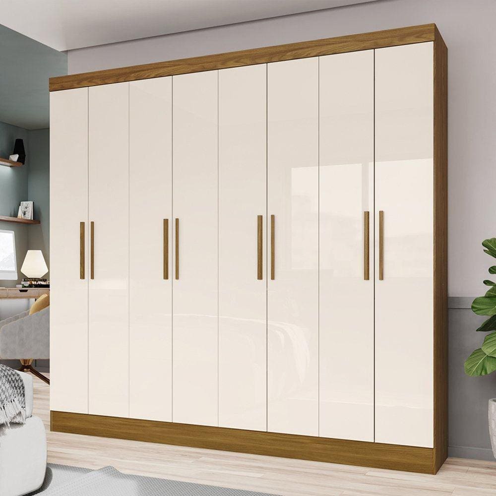 Guarda Roupa Casal 8 Portas 4 Gavetas Remo Espresso Móveis Marrom/Off White