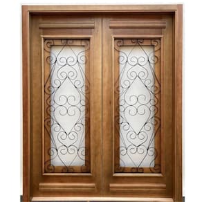 Porta Dupla Madeira Maciça/Ferro Completa 166x213x16cm Cedro Rosa Madeira