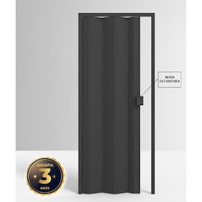 Porta de PVC Sanfonada 210x60cm Permatti Preto Preto