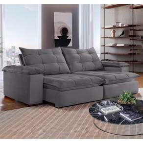 Sofá 5 Lugares Retrátil e Reclinável 290cm Espanha Celflex Cinza