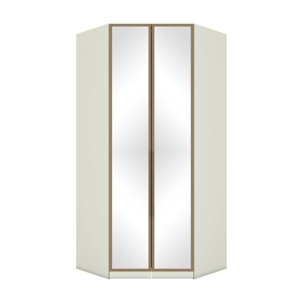 Guarda Roupa Canto Closet Modulado 2 Portas com Espelho 3 Gavetas com Led Predileto Henn Areia HP/Jequitibá