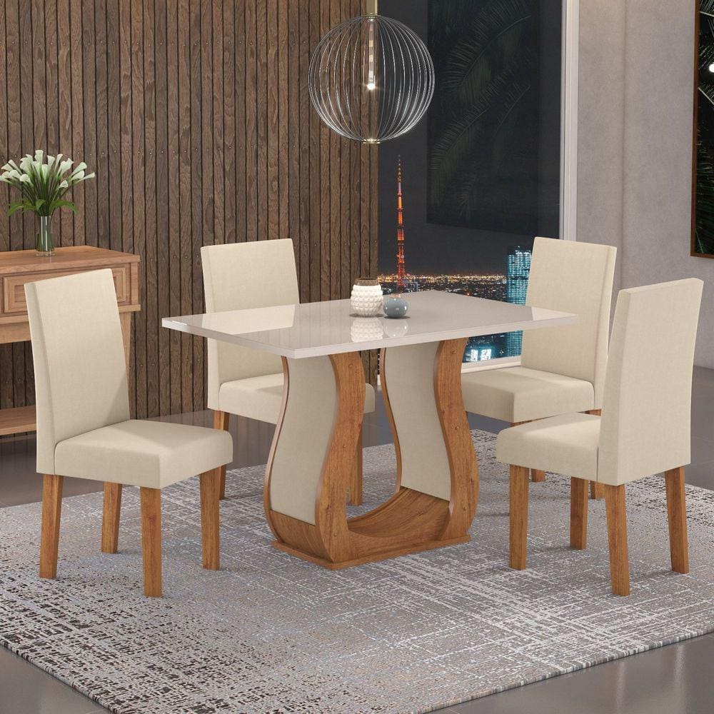 Conjunto de Mesa 4 Cadeiras Plastico Inovar Cestaplus Branca