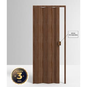 Porta de PVC Sanfonada 210x60cm Permatti Imbuia Marrom