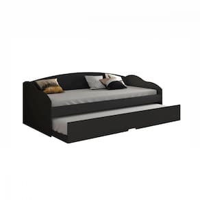 Sofá Cama Funny Iii 078 C/Cama Auxiliar Preto Fosco Móveis