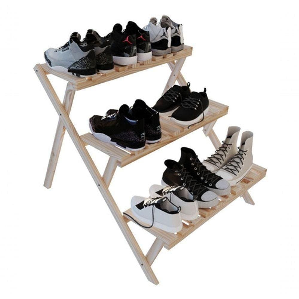 Prateleiras Dobráveis Organizadoras De Sapatos Madeira Pinus