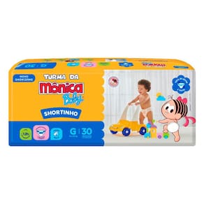 Fralda Shortinho Turma da Mônica Baby Tamanho G com 30 Fraldas Descartáveis