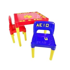 Jogo De Mesa Educativa Infantil Com 2 Cadeiras Desmontável