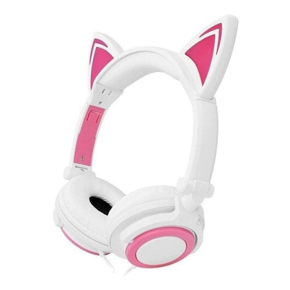 Fone Ouvido Orelha De Gato Com Led Luz Headphone P2