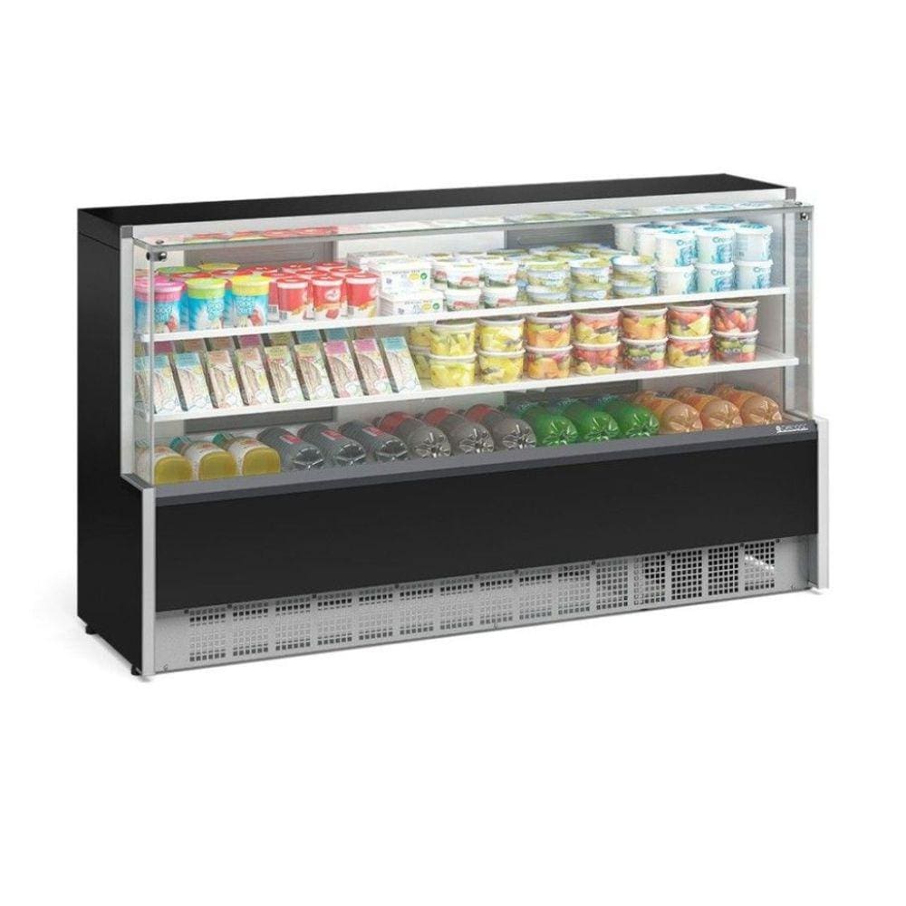 Balcão Refrigerado Vidro Reto 2,05M 2 Placas Frias Gelopar GPDA-205R PR 127v