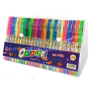 Kit Caneta Colorida Gel Com Glitter 24 Unidades Colorgel