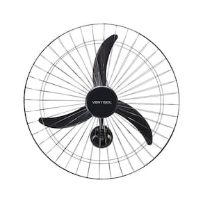Ventilador De Parede Ventisol 60cm 200w 3 Pás Preto Bivolt