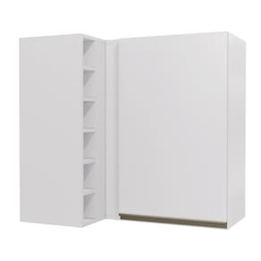 Armário Aéreo de Canto com Adega Cozinha em MDP 1 Porta 2 Prateleiras 6 Nichos Organizador Branco
