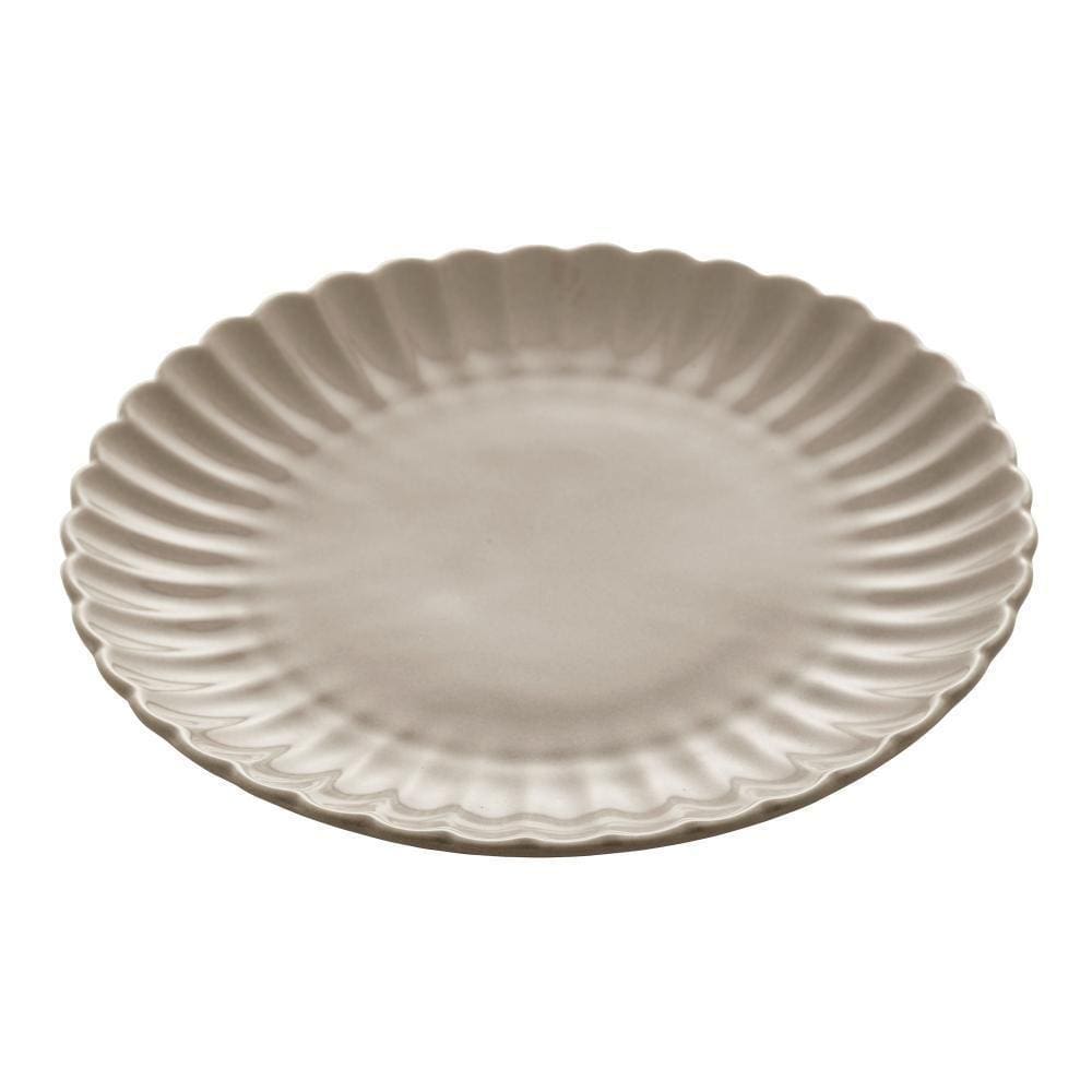 Cj 2 Pratos Rasos De Porcelana Pétala Cinza Matt 25Cm