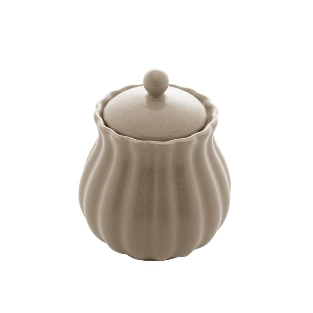 Açucareiro De Porcelana Pétala Cinza Matt 10,5X8,5Cm