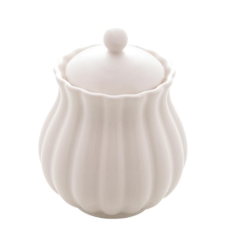 Açucareiro De Porcelana Pétala Branco Matt 10,5X8,5Cm