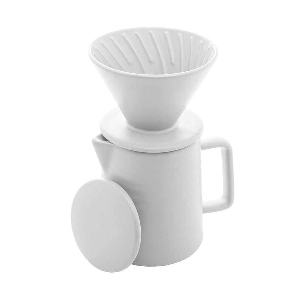 Bule Suporte Para Filtro E Tampa Cerâmica Branca 600Ml Wolff