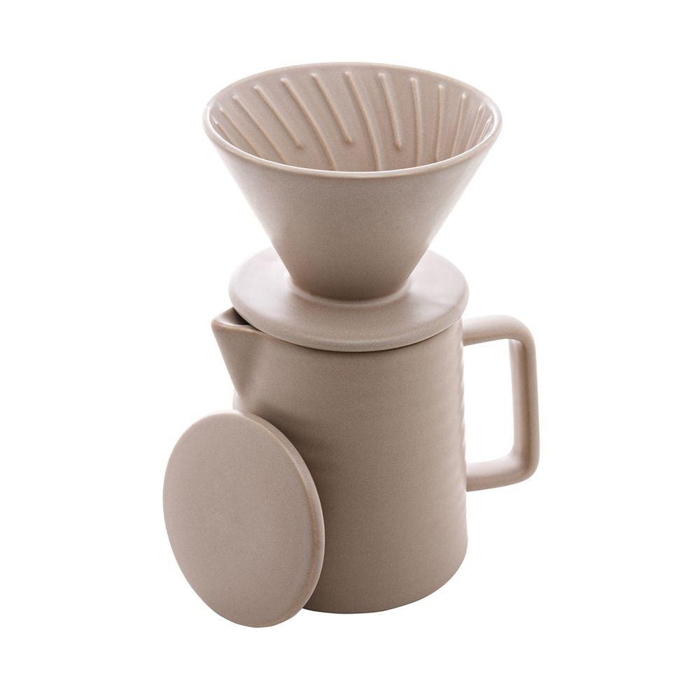 Bule Suporte Para Filtro E Tampa Cerâmica Cinza 600Ml Wolff