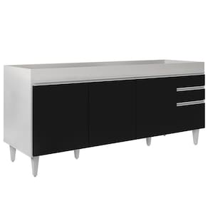 Balcão Gabinete Para Pia 180cm Sem Tampo Dallas Branco/Preto - Lumil