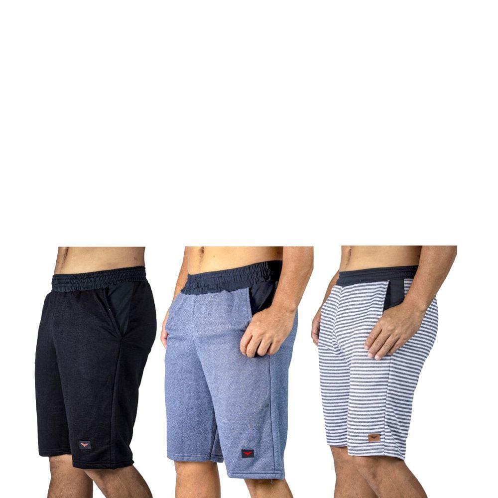 Kit 3 Bermudas Moletom Masculina