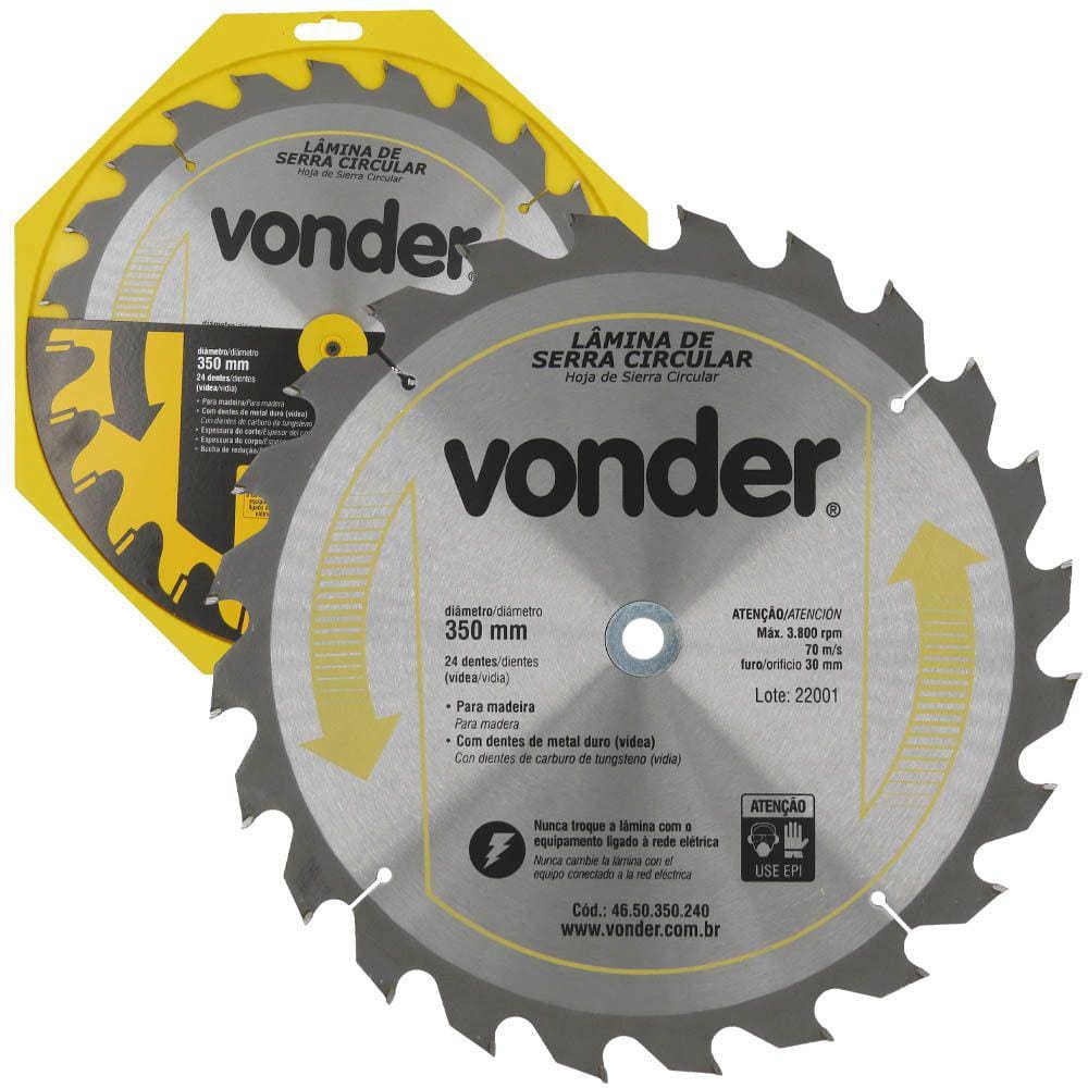 Lâmina de Serra Circular 350x30mm 24 Dentes Vídea Vonder