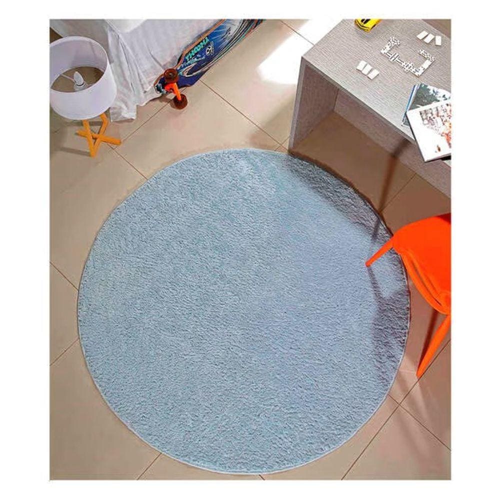 Tapete Redondo Antiderrapante Pelo Médio 1,00m Diam  - Rosa