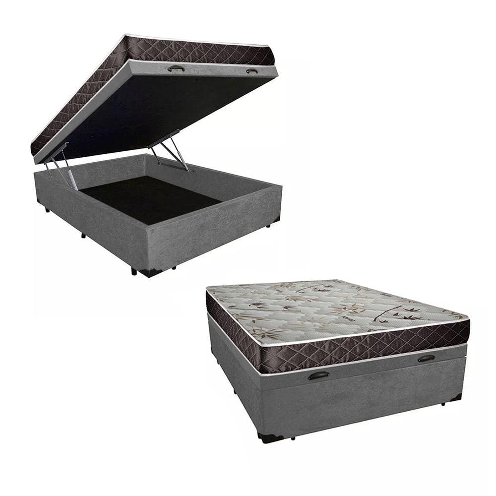 Cama Box Baú Casal Colchão Anny Espuma D23 Acolchões + Box Suede 57x138x188