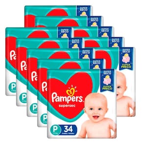 Kit 10 Fraldas Pampers Supersec Pacotão Econômico P - 340 Tiras