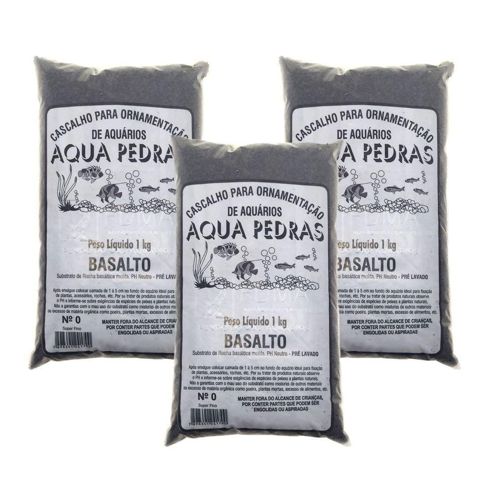 Substrato Aqua Pedras Basalto N°0 - 3kg Aquários e Jardins
